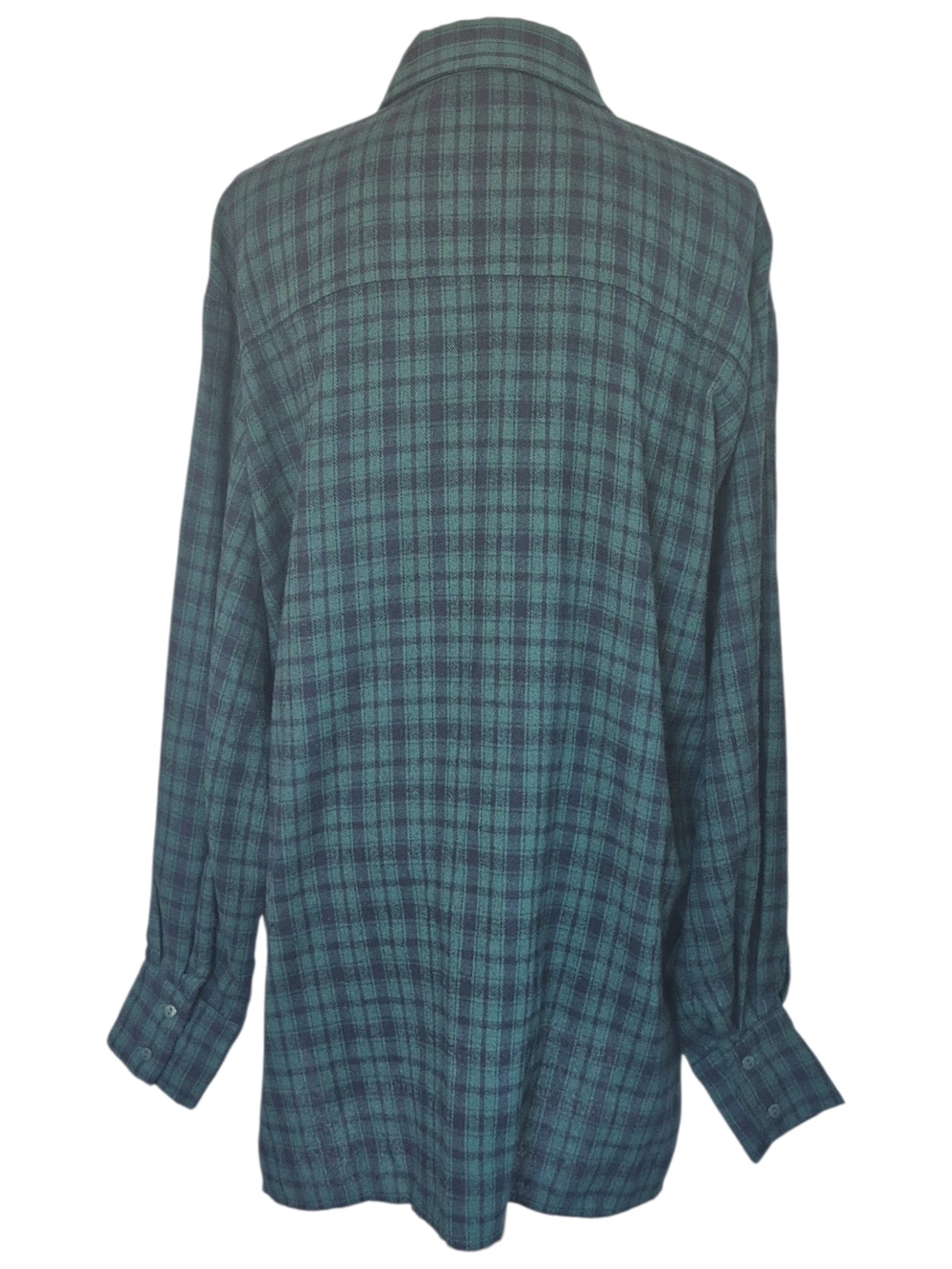 Green Plaid Button-Up Shirt Dress/Tunic Length Top Sz M - Picture 8 of 9